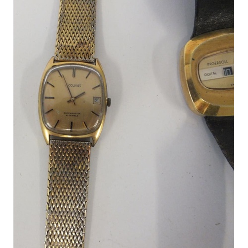 250 - TWO VINTAGE GENTS GOLD TONE WRISTWATCHES HAND WIND, FOR SPARES OR REPAIRS