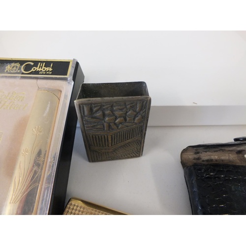 261 - FOUR VINTAGE LIGHTERS AND A MATCHBOX CASE INCLUDES A BOXED CALIBRI LIGHTER AND MOSDA STREAMLINE IN C... 