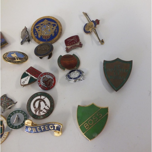 264 - 25 VINTAGE ENAMEL BADGES INCLUDES ROYAL, SPORT ETC