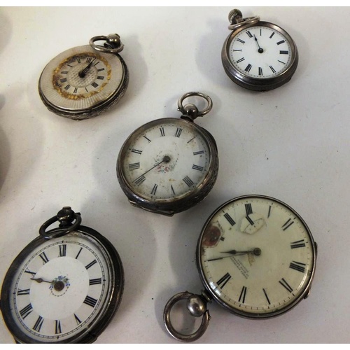 265 - EIGHT VINTAGE POCKET WATCHES INCLUDES SIX SILVER, FOR SPARES OR REPAIR