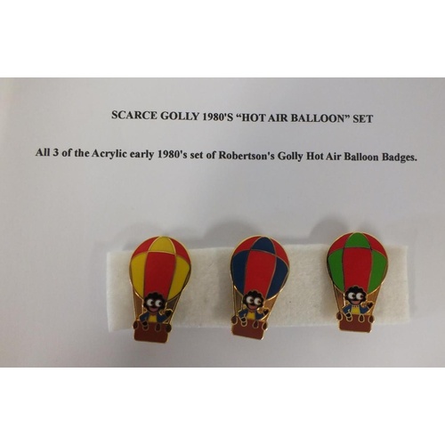 279 - SET OF THREE RARE 1980 ROBERTSON'S GOLLY HOT AIR BALLOON BADGES