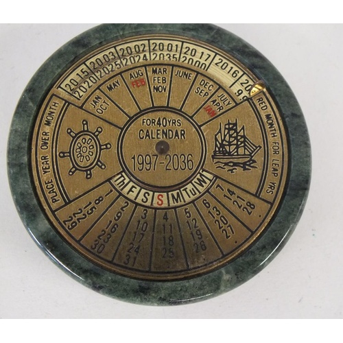 297 - BRASS AND MARBLE PERPETUAL CALENDAR