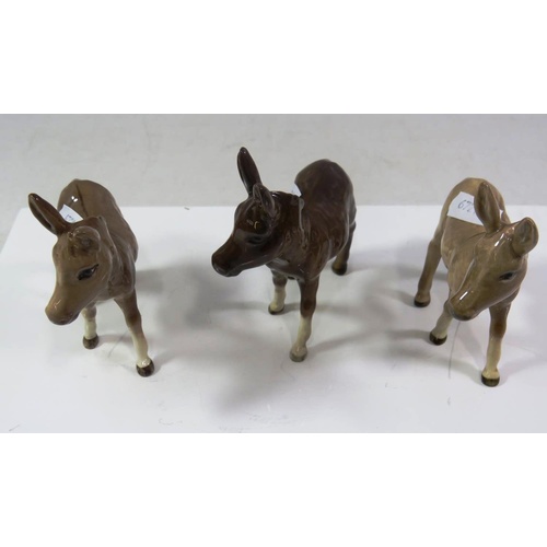 330 - THREE BESWICK DONKEYS - MINT CONDITION