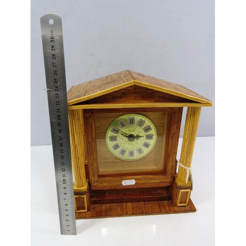 356 - MANTLE CLOCK MADE FROM MATCHSTICKS