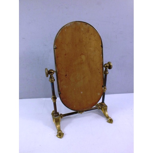 412 - VINTAGE BRASS TILTING DRESSING TABLE MIRROR