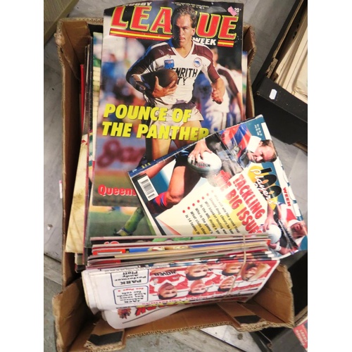 418 - THREE BOXES OF RUGBY LEAGUE MAGAZINES MID 1980'S ONWARDS