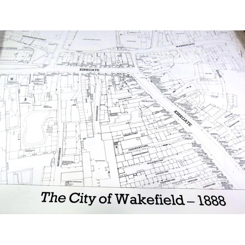 426 - FOUR RE-DRAWN ORDANANCE SURVEY MAPS OF WAKEFIELD AND PRINT OF WAKEFIELD