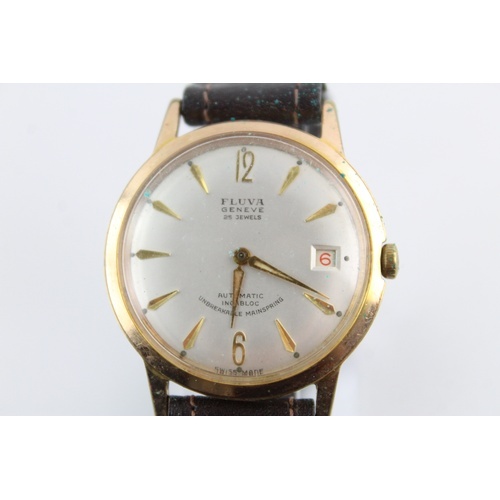 189 - Vintage Gents FIUVA Geneve Gold Tone WRISTWATCH Automatic WORKING