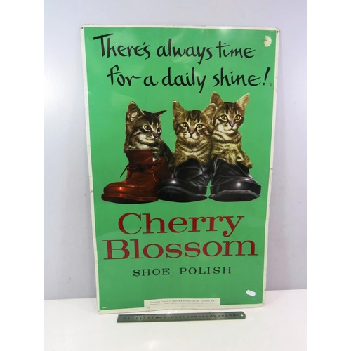 496 - CHERRY BLOSSOM SHOE POLISH TIN SIGN - 27 x 17inch