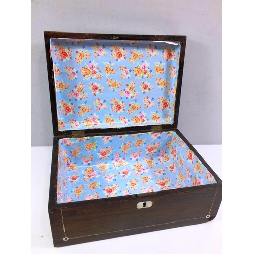 510 - ANTIQUE STATIONARY BOX WITH MOTHER OF PEARL INLAY