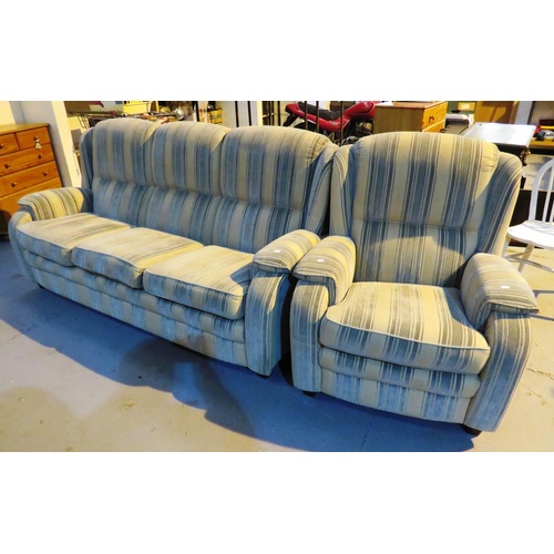 182 - QUALITY DESIGNER STRIPED SOFA WITH FIRE LABELS