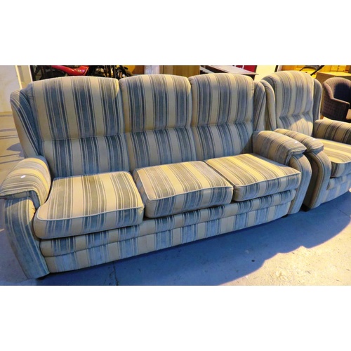 182 - QUALITY DESIGNER STRIPED SOFA WITH FIRE LABELS