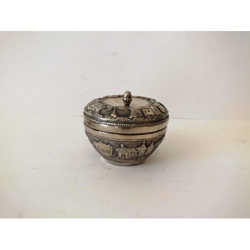 199 - VINTAGE STERLING SILVER TRINKET POT HALLMARKED T90 8CM X 6CM INSDCIRBED 'ANN' WEIGHT 122G