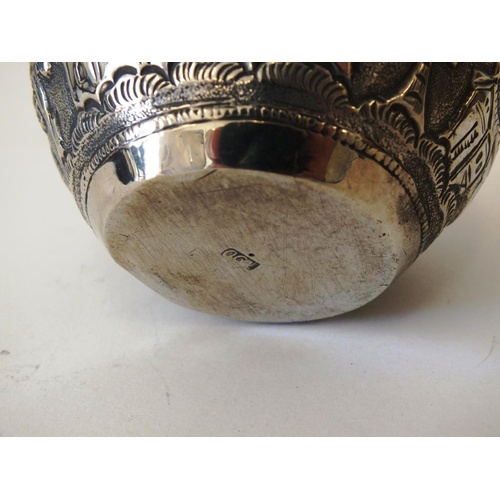 199 - VINTAGE STERLING SILVER TRINKET POT HALLMARKED T90 8CM X 6CM INSDCIRBED 'ANN' WEIGHT 122G