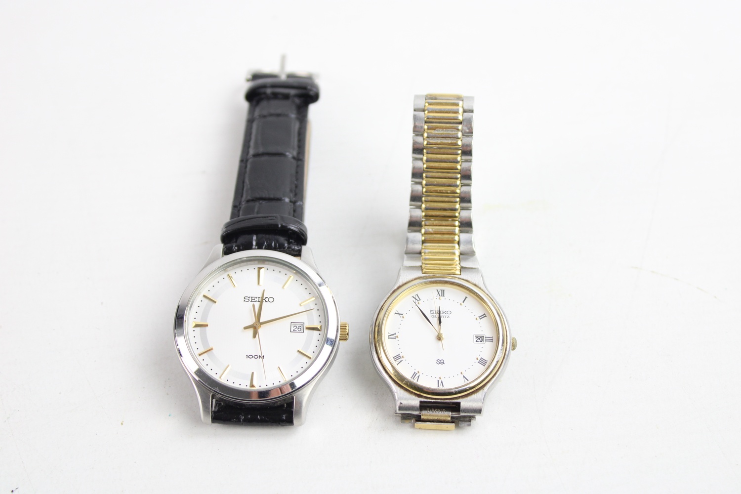 2 x Gents SEIKO WRISTWATCHES Quartz WORKING Inc. Seiko 100m 6N42