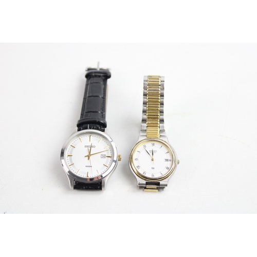 2 x Gents SEIKO WRISTWATCHES Quartz WORKING Inc. Seiko 100m 6N42