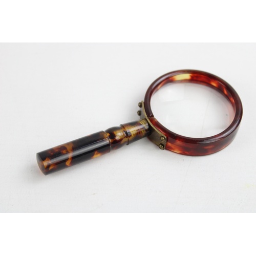 91 - 2 x Antique / Vintage Decorative Tortoiseshell Magnifying Glasses