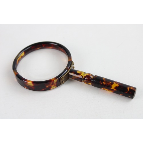 91 - 2 x Antique / Vintage Decorative Tortoiseshell Magnifying Glasses