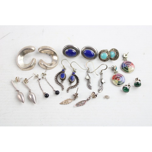 15 - 10 x Vintage .925 Sterling Silver EARRINGS inc. Turquoise, Lapis Lazuli (40g)