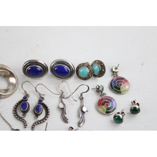 15 - 10 x Vintage .925 Sterling Silver EARRINGS inc. Turquoise, Lapis Lazuli (40g)