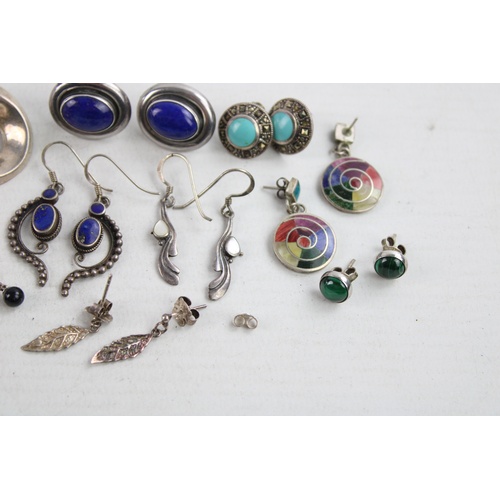 15 - 10 x Vintage .925 Sterling Silver EARRINGS inc. Turquoise, Lapis Lazuli (40g)