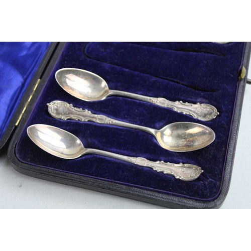 18 - 6 x Antique Hallmarked 1900 Birmingham STERLING SILVER Teaspoons Cased (97g)