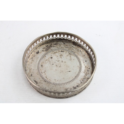 21 - Vintage .800 CONTINENTAL SILVER Bottle Coaster w/ Pierced Sides (72g)