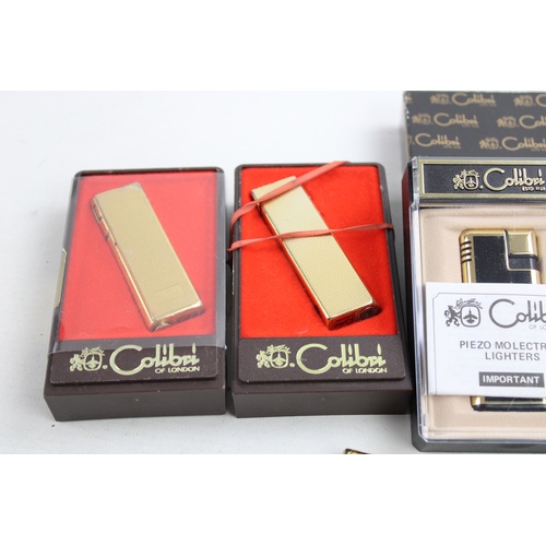 84 - 9 Assorted Vintage COLIBRI Cigarette LIGHTERS Inc Gold Tone, Ladies, Boxed Etc