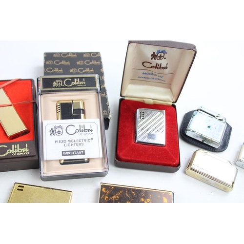 84 - 9 Assorted Vintage COLIBRI Cigarette LIGHTERS Inc Gold Tone, Ladies, Boxed Etc