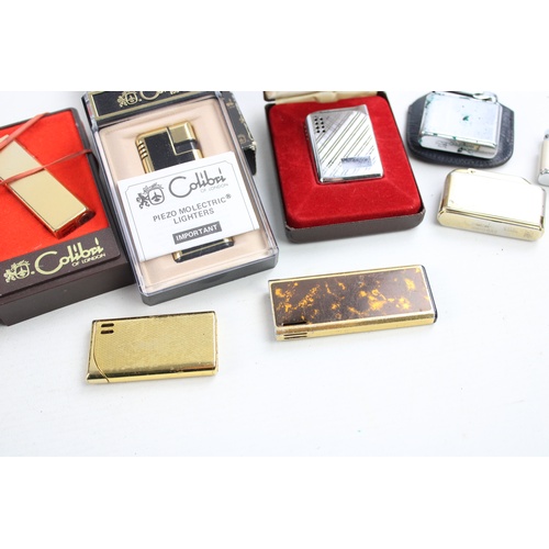 84 - 9 Assorted Vintage COLIBRI Cigarette LIGHTERS Inc Gold Tone, Ladies, Boxed Etc