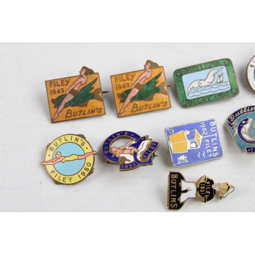 104 - 10 x Assorted Vintage BUTLINS FILEY Enamel Pin BADGES 1947-1962