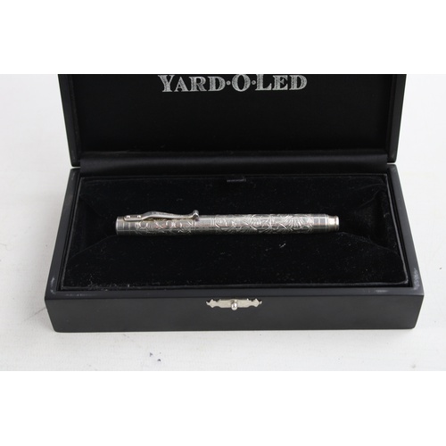 28 - YARD O LED .925 STERLING SILVER Fountain Pen w/ 18ct White Gold Nib WRITING 26g