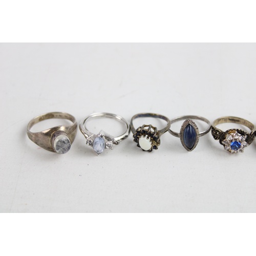 97 - 8 x .925 Sterling Silver RINGS inc. Moonstone, Halo, Opal, Statement (27g)