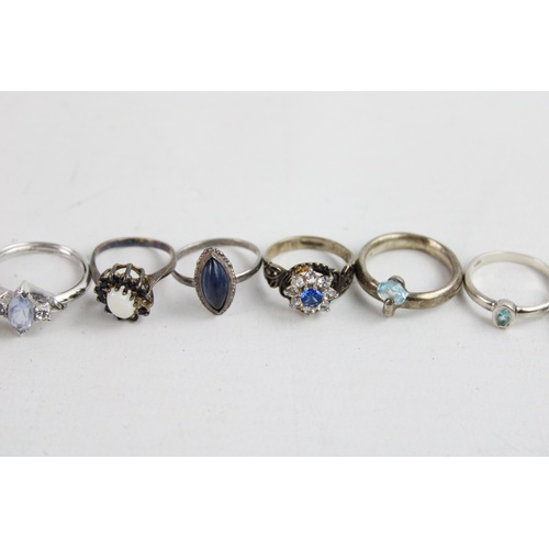 97 - 8 x .925 Sterling Silver RINGS inc. Moonstone, Halo, Opal, Statement (27g)