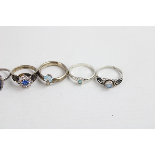 97 - 8 x .925 Sterling Silver RINGS inc. Moonstone, Halo, Opal, Statement (27g)