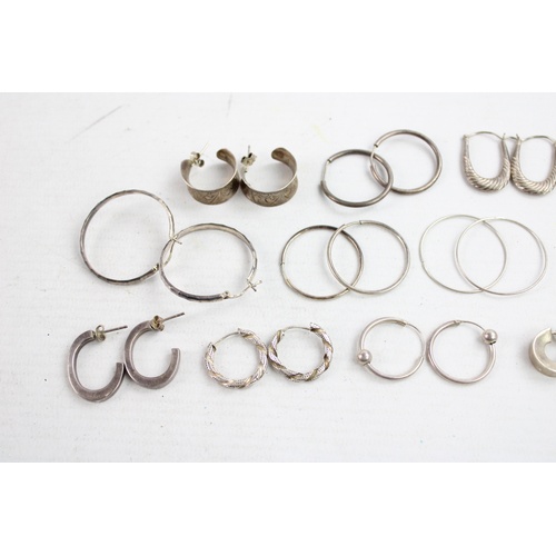 41 - 12 x Vintage .925 Sterling Silver HOOP EARRINGS inc. Etched, Minimalist (30g)