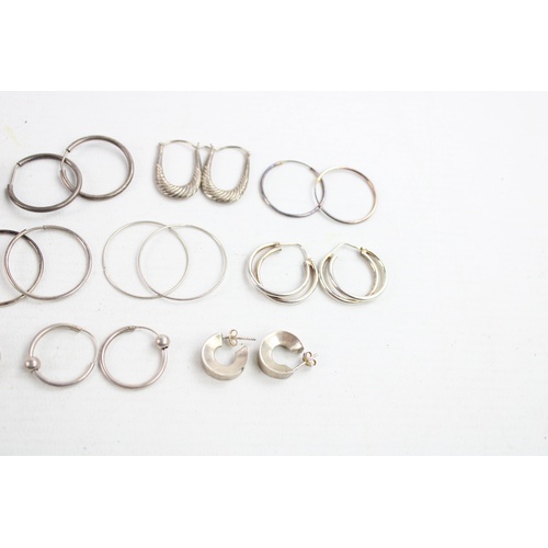 41 - 12 x Vintage .925 Sterling Silver HOOP EARRINGS inc. Etched, Minimalist (30g)