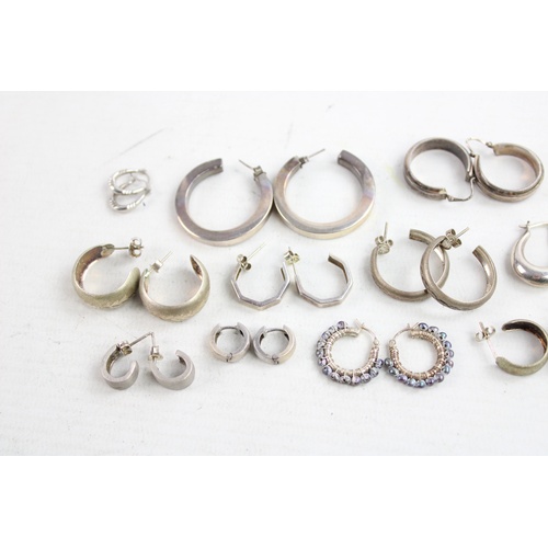 44 - 12 x Vintage .925 Sterling Silver HOOP EARRINGS inc. Etched, Minimalist (41g)