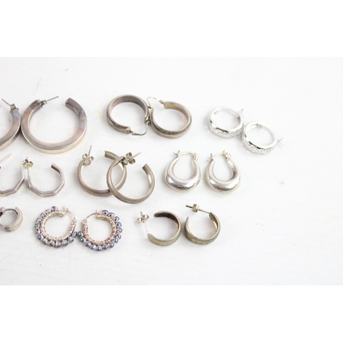 44 - 12 x Vintage .925 Sterling Silver HOOP EARRINGS inc. Etched, Minimalist (41g)