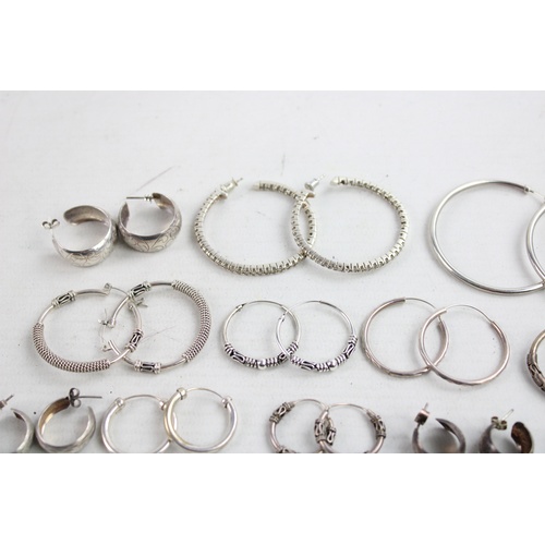 46 - 12 x Vintage .925 Sterling Silver HOOP EARRINGS inc. Etched, Statement (56g)