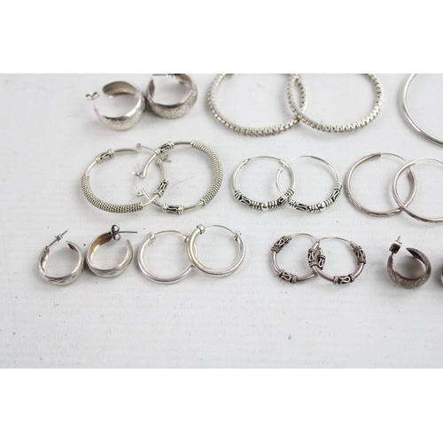 46 - 12 x Vintage .925 Sterling Silver HOOP EARRINGS inc. Etched, Statement (56g)