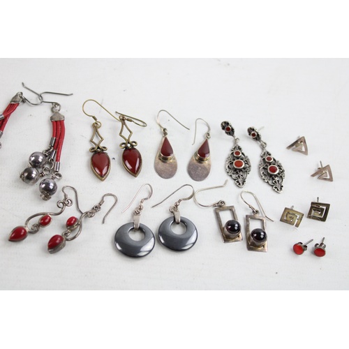 48 - 15 x Vintage .925 Sterling Silver EARRINGS inc. Statement, Haematite (63.5g)