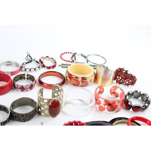 123 - 35 x Vintage & Retro BRACELETS & BANGLES inc Chunky, Statement, Reds, Shamballa