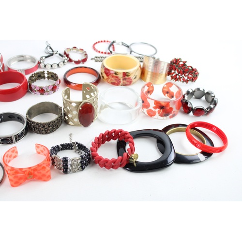 123 - 35 x Vintage & Retro BRACELETS & BANGLES inc Chunky, Statement, Reds, Shamballa