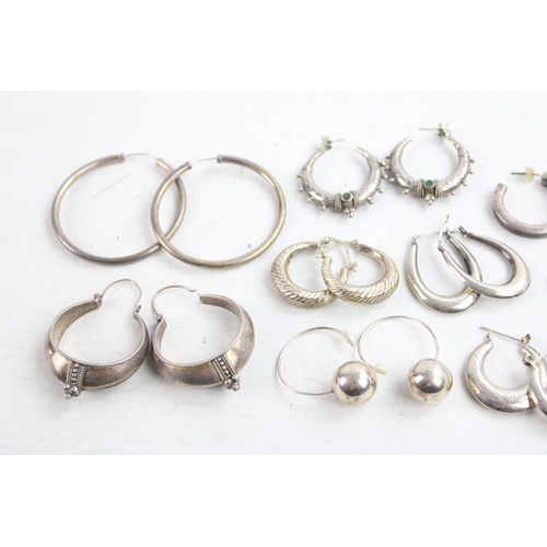 50 - 10 x Vintage .925 Sterling Silver HOOP EARRINGS inc. Mixed Size, Statement (58g)