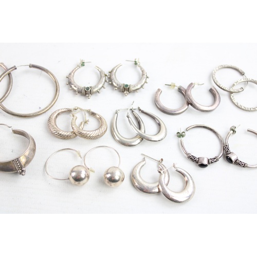 50 - 10 x Vintage .925 Sterling Silver HOOP EARRINGS inc. Mixed Size, Statement (58g)