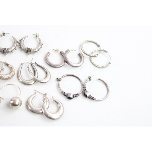 50 - 10 x Vintage .925 Sterling Silver HOOP EARRINGS inc. Mixed Size, Statement (58g)