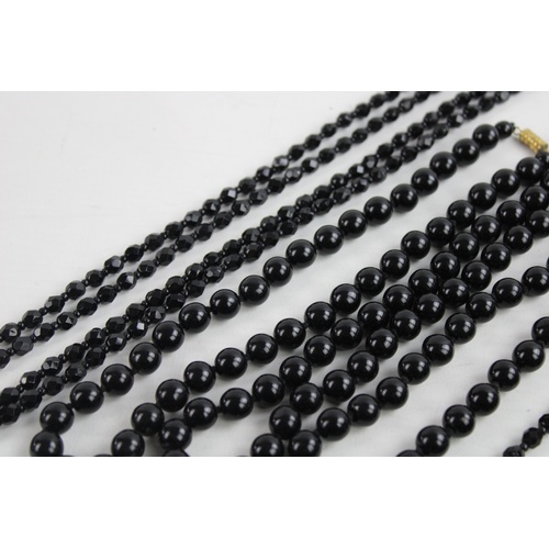 135 - 10 x Antique JET NECKLACES inc. Faceted, Round, Long (335g)