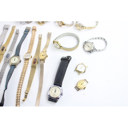 146 - 20 x Assorted Vintage Ladies HAND-WIND Wristwatches /Heads Inc. Roamer, Oris Etc