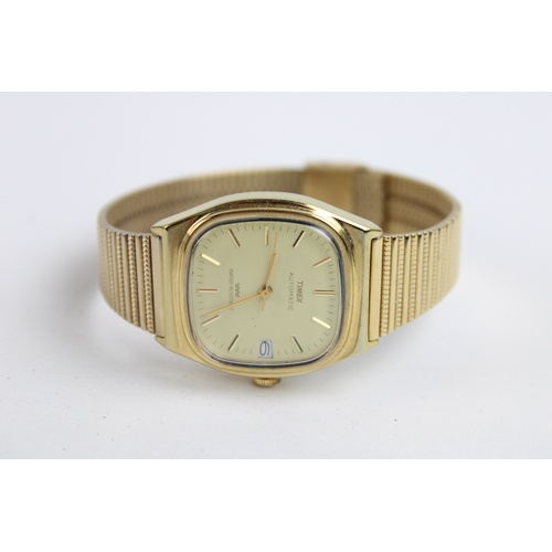 62 - 3 x Vintage c.1970s Gents Gold Tone WRISTWATCHES Hand-Wind & Automatic WORKING